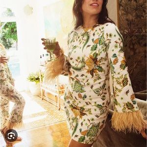NWT Antonio Melani x The Nat Note Birdie Floral Feathered Sleeve Shift Dress